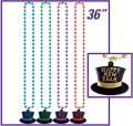 Beads with H.N.Y. top hat medaillion 33"