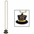 Beads with H.N.Y. top hat medaillion 33"